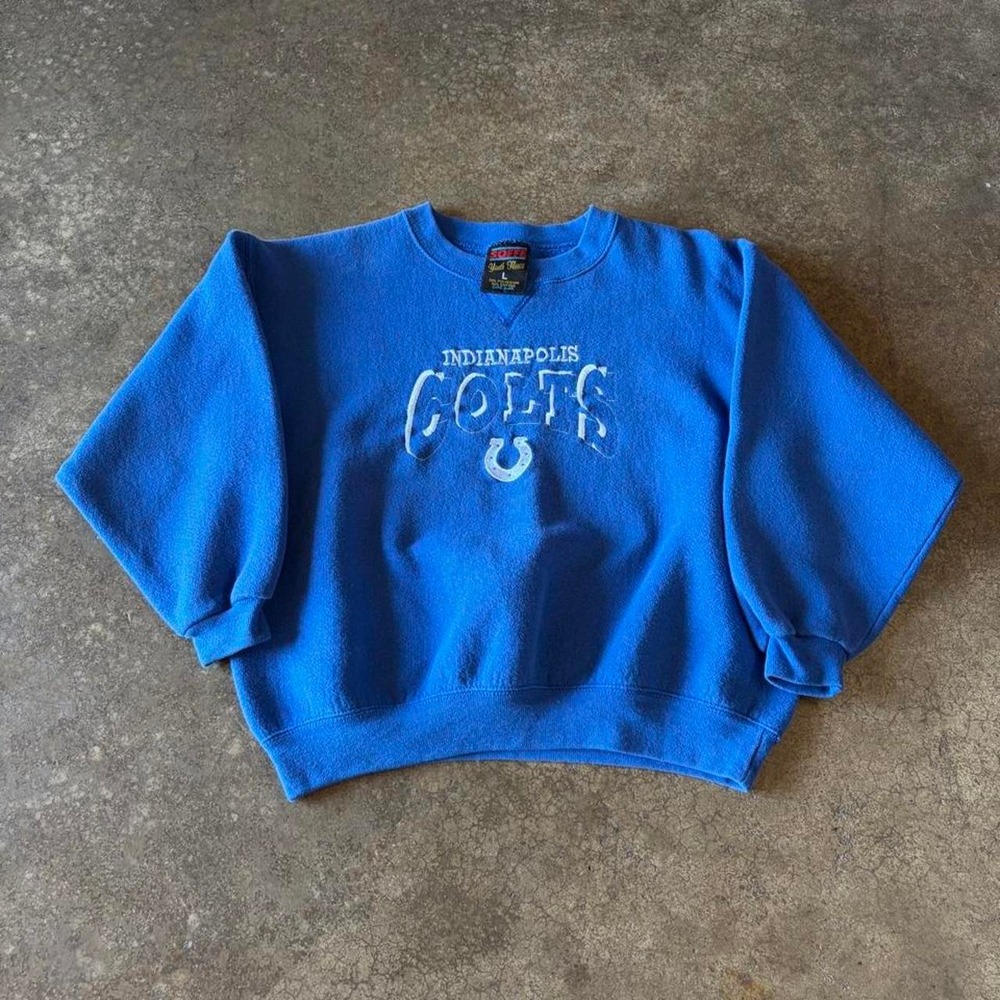 Vintage 90s Soffe Indianapolis Colts Crewneck Sweatshirt Blue Youth Large